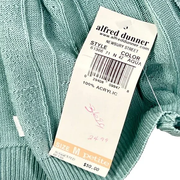 NWT Vtg Alfred Dunner Cardigan Sweater Button Down Blue USA PM Ribbed Knit - Picture 8 of 11